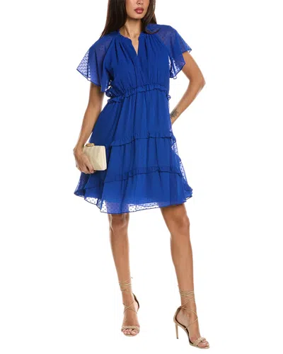 Nanette Lepore Nanette  Clipped Dot Mini Dress In Blue