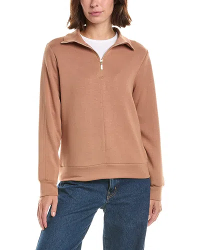 Nanette Lepore Nanette  Collared 1/4-zip Pullover In Neutral