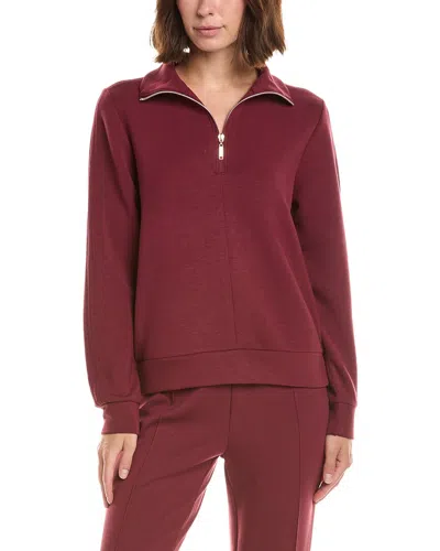 Nanette Lepore Nanette  Collared 1/4-zip Pullover In Burgundy