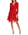 Nanette Lepore Nanette  Crepe Chiffon Mini Dress In Red