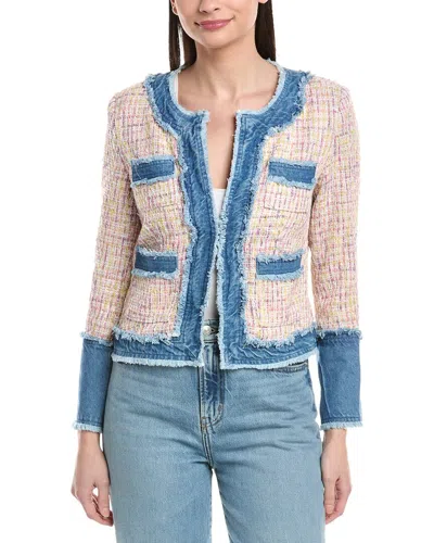 Nanette Lepore Nanette  Denim Trim Tweed Jacket In Blue