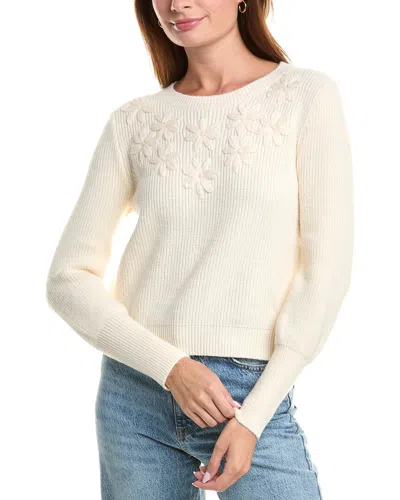 Nanette Lepore Nanette  Embroidered Flower Sweater In White