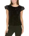 Nanette Lepore Embroidered Velvet Top In Black