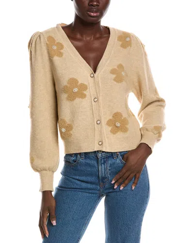 Nanette Lepore Eyelash Intarsia Cardigan In Gold