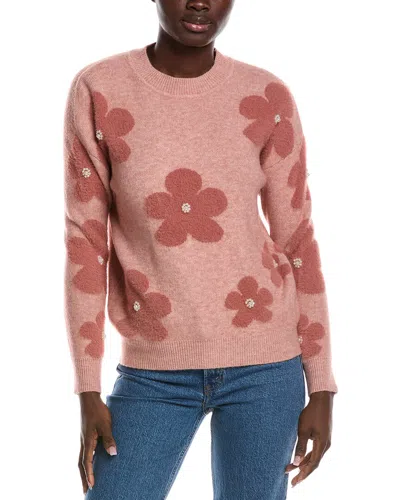 Nanette Lepore Eyelash Intarsia Sweater In Pink