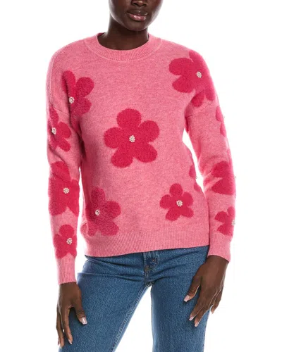 Nanette Lepore Nanette  Eyelash Intarsia Sweater In Pink