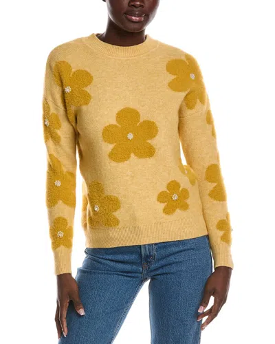 Nanette Lepore Nanette  Eyelash Intarsia Sweater In Yellow