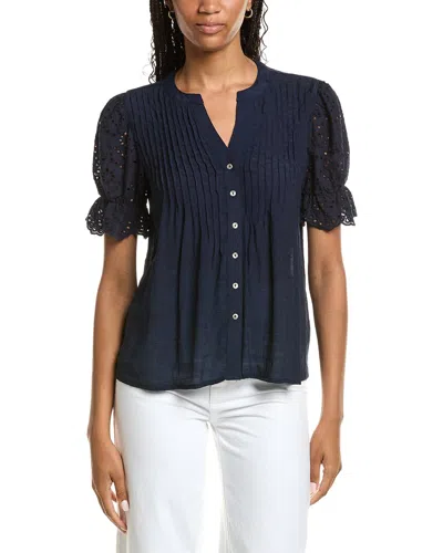 Nanette Lepore Nanette  Eyelet Sleeve Blouse In Blue