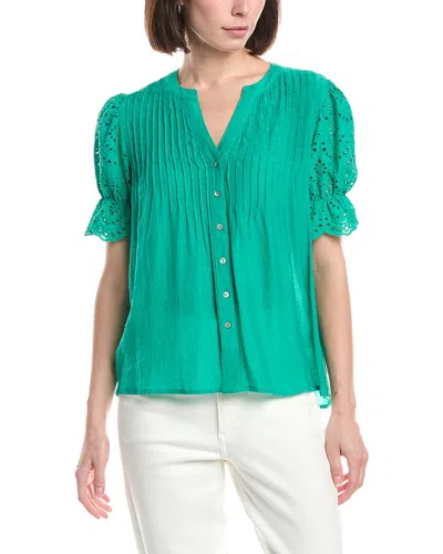 Nanette Lepore Eyelet Sleeve Blouse In Green