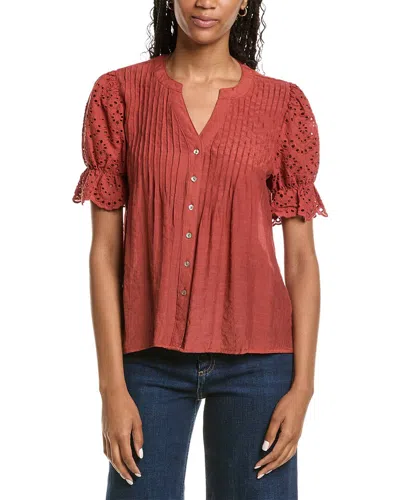 Nanette Lepore Nanette  Eyelet Sleeve Blouse In Red