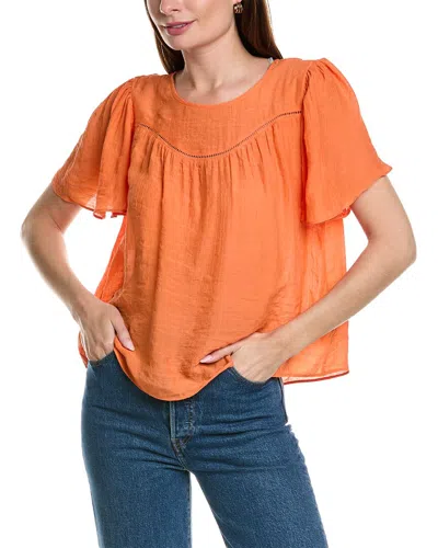 Nanette Lepore Nanette  Flutter Sleeve Blouse In Orange