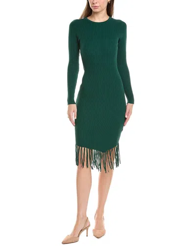 Nanette Lepore Nanette  Fringe Sweaterdress In Green