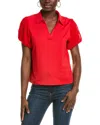 Nanette Lepore Gathered Puff Sleeve Blouse In Red