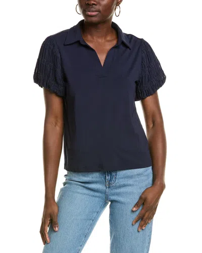 Nanette Lepore Gathered Puff Sleeve Blouse In Blue