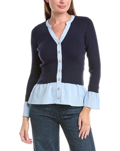 Nanette Lepore Knit Button Top In Blue