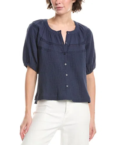 Nanette Lepore Lace Insert Top In Blue