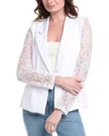 Nanette Lepore Lace Sleeve Blazer In White