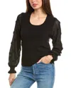 Nanette Lepore Nanette  Lace Sleeve Sweater In Black