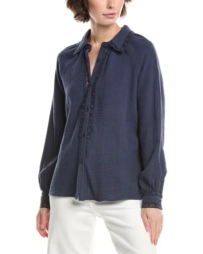 Nanette Lepore Lace Trim Shirt In Blue