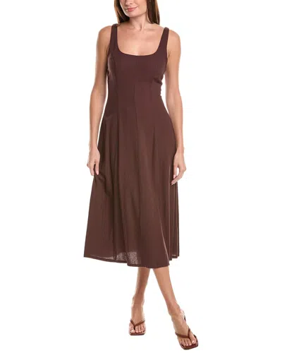 Nanette Lepore Linen-blend Mid Dress In Brown