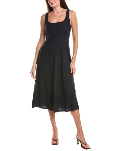 Nanette Lepore Linen-blend Mid Dress In Black