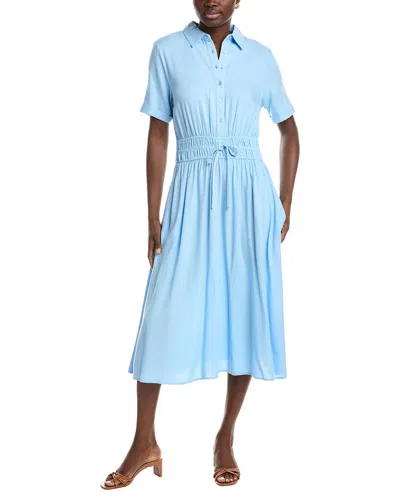 Nanette Lepore Linen-blend Midi Dress In Blue