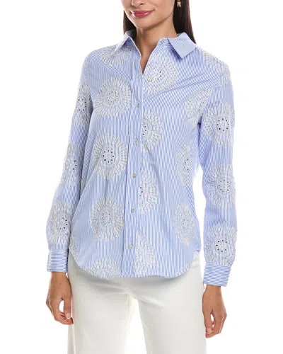 Nanette Lepore Nanette  Long Sleeve Embroidered Shirt In Blue