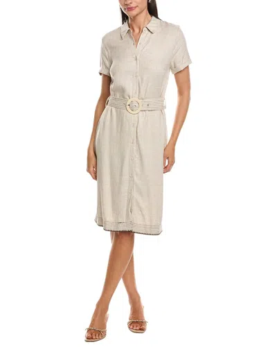 Nanette Lepore Nanette  Maxi Linen-blend Shirt Dress In Neutral