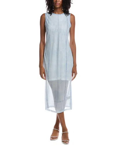 Nanette Lepore Printed Mesh Midi Tank Dress In Blue
