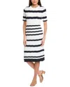Nanette Lepore Stripe Pointelle Stitch Sweater Dress In Multi