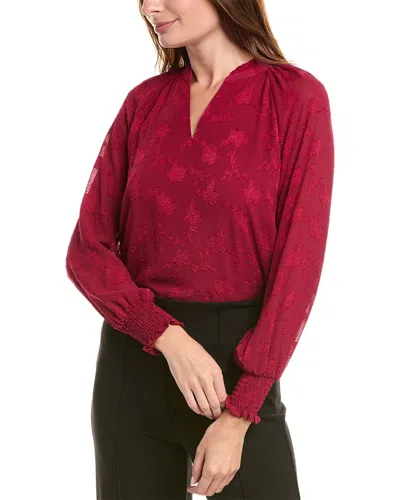 Nanette Lepore Pebble Crepe Blouse In Burgundy