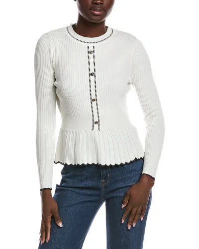Nanette Lepore Peplum Sweater In White