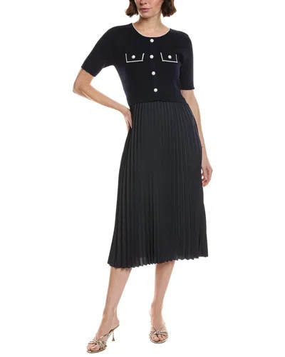 Nanette Lepore Nanette  Pleated Midi Dress In Blue