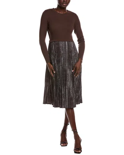 Nanette Lepore Pleated Midi Dress In Brown