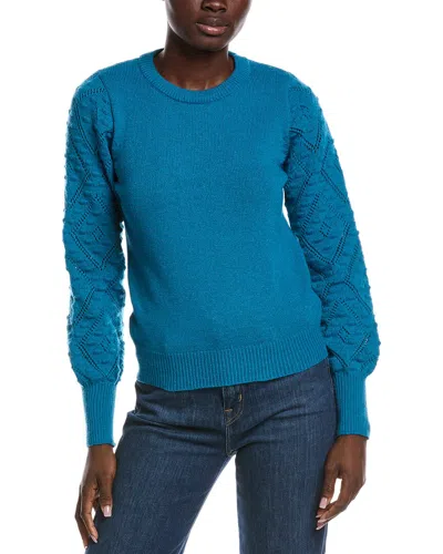 Nanette Lepore Pointelle Balloon Sleeve Sweater In Blue