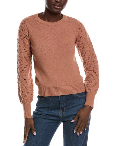 Nanette Lepore Pointelle Balloon Sleeve Sweater In Brown