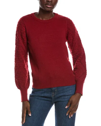 Nanette Lepore Pointelle Balloon Sleeve Sweater In Red