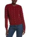 Nanette Lepore Pointelle Pearl Sweater In Red