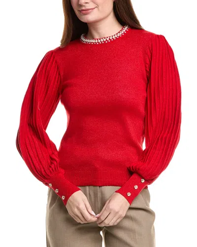 Nanette Lepore Nanette  Ribbed Pullover Sweater In Red