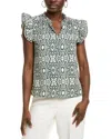 Nanette Lepore Ruffle Sleeve Blouse In Green