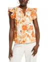 Nanette Lepore Ruffle Sleeve Blouse In Orange