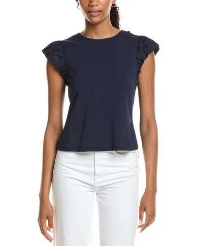 Nanette Lepore Scallop Sleeve Top In Blue