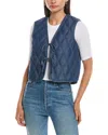 Nanette Lepore Heart Quilted Denim Vest In Blue