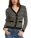 Nanette Lepore Striped Cardigan In Black