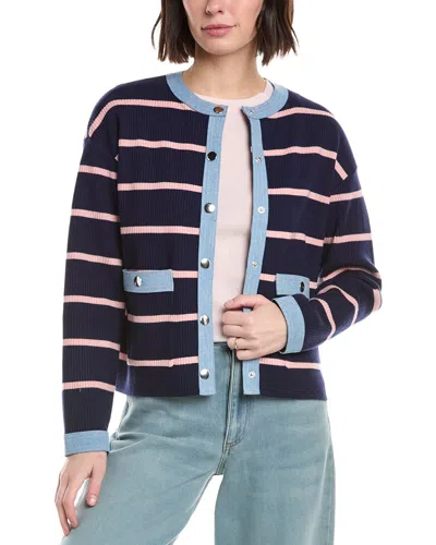 Nanette Lepore Nanette  Striped Cardigan In Blue