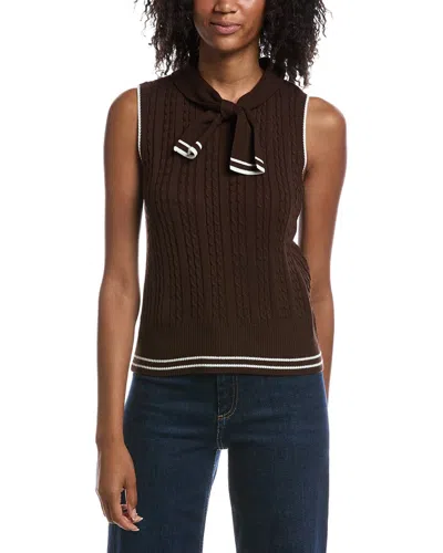 Nanette Lepore Nanette  Tie Front Sweater Vest In Brown