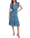 Nanette Lepore Nanette  Tie-neck Midi Dress In Blue