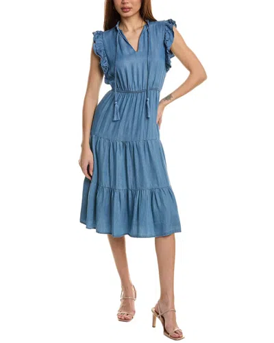 Nanette Lepore Nanette  Tie-neck Midi Dress In Blue