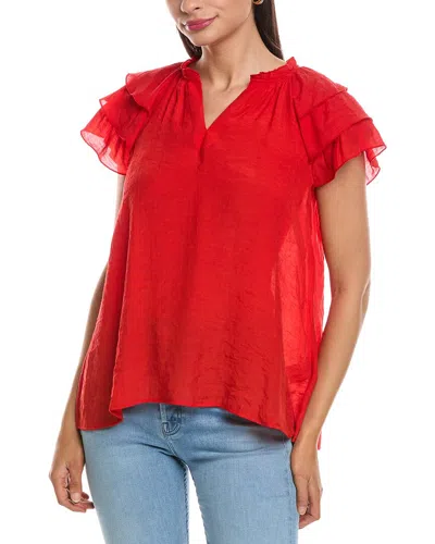 Nanette Lepore Nanette  Tiered Sleeve Blouse In Red