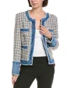 Nanette Lepore Nanette  Tweed Cardigan In Blue